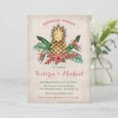Tropisch gouden ananas repetitie diner kaart (Staand voorkant)