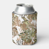 Tropisch gouden bladeren bloemennaadloos blikjeskoeler (Blikje Voorkant)