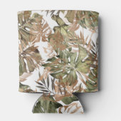 Tropisch gouden bladeren bloemennaadloos blikjeskoeler (Achterkant)