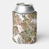 Tropisch gouden bladeren bloemennaadloos blikjeskoeler (Blikje Achterkant)