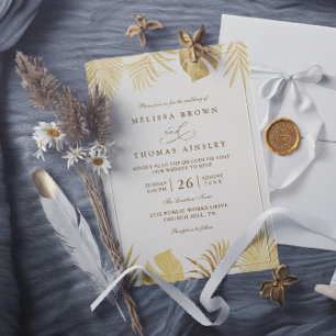 Tropisch Gouden Paradijs Elegante QR Code Trouwdag Kaart