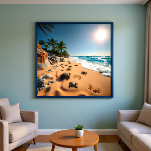 Tropisch Gouden Schelp Strand Chic Foto Afdruk