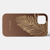 Tropisch goudpalm leder, Jouw naam, bruin Case-Mate iPhone Case (Achterkant (horizontaal))