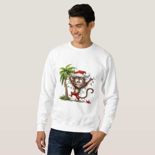 Tropisch Grappig Aap Kerst Sweatshirt (Voorkant volledig)