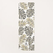 Tropisch grijs en goud bladeren en monogram yogamat (Voorkant)