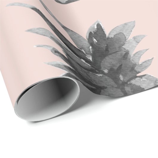 Tropisch grijs en roze anananas naadloos patroon cadeaupapier (Rol Hoek)