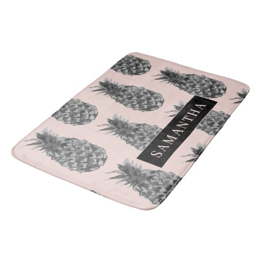 Tropisch grijs en roze anananassap patroon met naa badmat (Gekanteld)