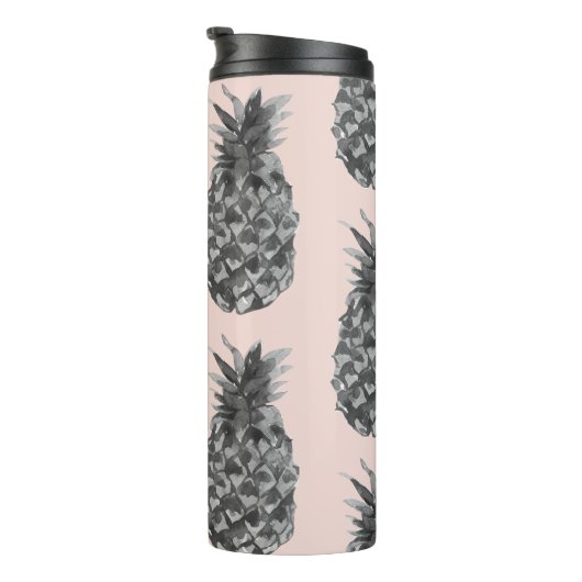 Tropisch grijs en roze anananassap patroon met naa thermosbeker (Geroteerd rechts)