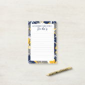 Tropisch grijs/grijs blauw geel bloemen om te doen post-it® notes (Op bureau)