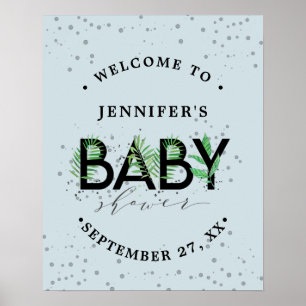 Tropisch groen Baby shower van de Vloeiende Blauwe Poster
