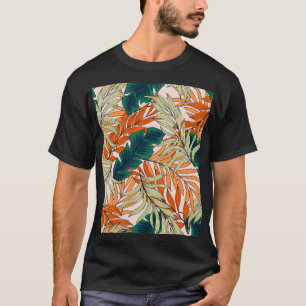 Tropisch groen beige blad, naadloos patroon. t-shirt