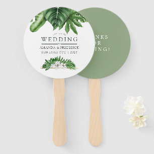 Tropisch groen blad Bruiloft cadeautje Handwaaier