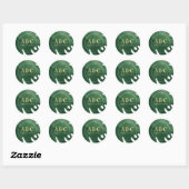 Tropisch groen blad ronde sticker (Vel)