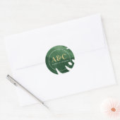 Tropisch groen blad ronde sticker (Envelop)