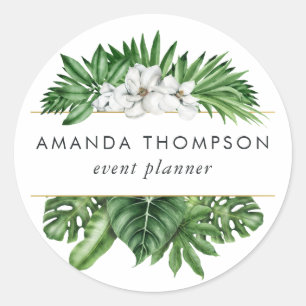 Tropisch groen blad ronde sticker