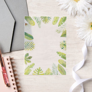 Tropisch groen blad vellum uitnodigingen