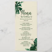 Tropisch groen & bladeren Modern bruiloft diner Menu (Voorkant)