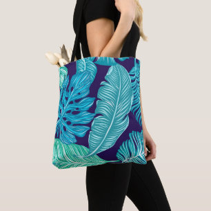 Tropisch groen blauw lederen patroon draagtas