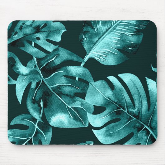 Tropisch groen blauw palm Leaves Island Paradise Muismat (Voorkant)