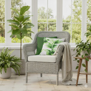 Tropisch groen Botanische Waterverf blad Kussen