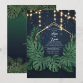 Tropisch groen bruiloft uitnodiging achtergrond (Voorkant / Achterkant)
