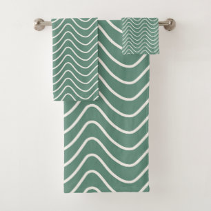 Tropisch Groen Chevron Patroon Minimale Zigzag Bad Handdoek