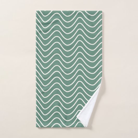 Tropisch Groen Chevron Patroon Minimale Zigzag Bad Handdoek (Handdoek)