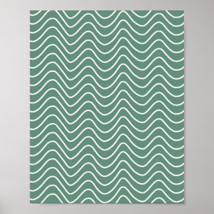 Tropisch Groen Chevron Patroon Minimale Zigzag Poster