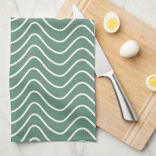 Tropisch Groen Chevron Patroon Minimale Zigzag Theedoek