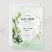 Tropisch groen en gouden Lijst Baby shower per pos Kaart (Voorkant)