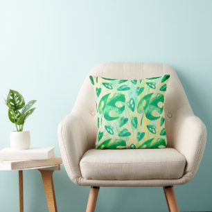 Tropisch groen geel monstera Leaf Kussen