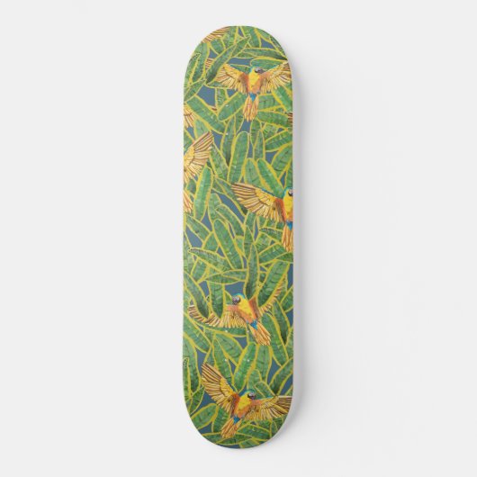 Tropisch groen geel Oranje bladerdevalspatroon Skateboard (Voorkant)