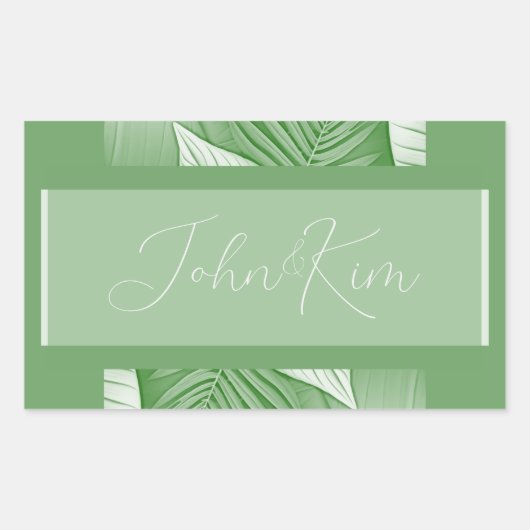 Tropisch groen gepersonaliseerde Sticker (Voorkant)