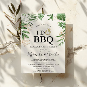 Tropisch groen & goud 'Ik doe BBQ' Verlovingsfeest Kaart