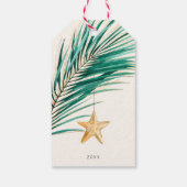 Tropisch Groen Goud Waterverf Zeesterren Kerstmis Cadeaulabel (Achterkant)