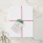 Tropisch Groen Goud Waterverf Zeesterren Kerstmis Cadeaulabel (Met Touw)