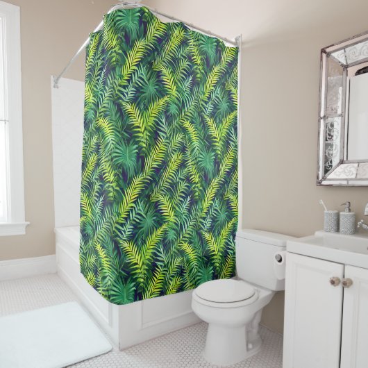 Tropisch groen Leaf Fern Pattern Douchegordijn (In situ)