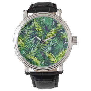 Tropisch groen Leaf Fern Pattern Horloge