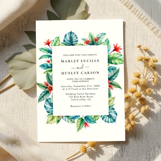 Tropisch groen Lijst zomerbruiloft Kaart