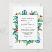 Tropisch groen Lijst zomerbruiloft Kaart (Voorkant)