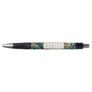 Tropisch groen Lila goudmonster laat Floral vallen Pen