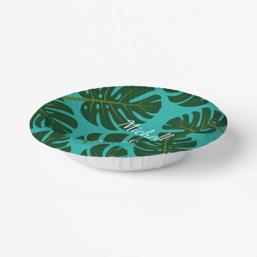 Tropisch groen Monstera plant bladeren aangepaste Papieren Kommen (Gebogen)