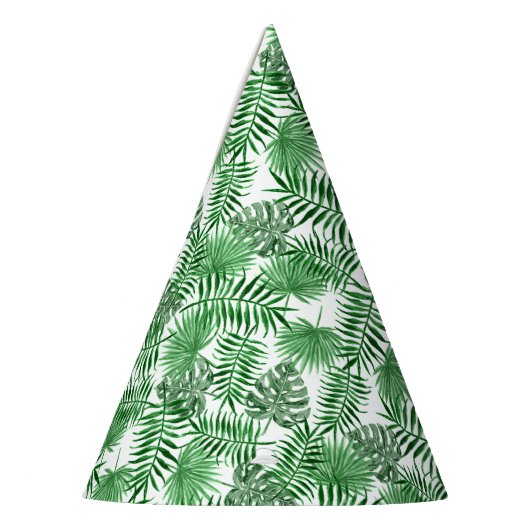 Tropisch groen palm laat zomerkunstpatroon voorbij feesthoedjes (Links)