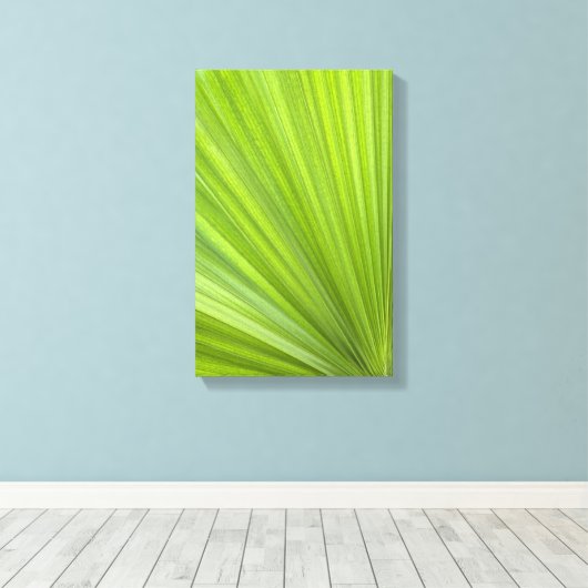 Tropisch groen palm rond canvas afdruk (Insitu (Houten vloer))