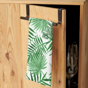 Tropisch groen palm verlaat zomerkunst theedoek