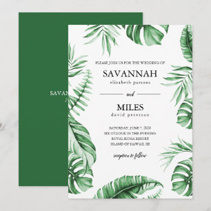 Tropisch groen palmblad kader trouw uitnodiging