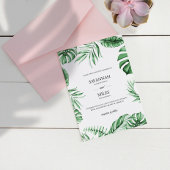 Tropisch groen palmblad lijst trouw uitnodiging