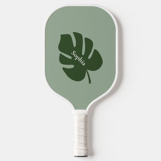 Tropisch groen palmblad | Modern Monogram Pickleball Paddle (Voorkant)