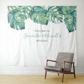 Tropisch groen palmbladeren fotocabine achtergrond wandkleed (In Situ (horizontaal))