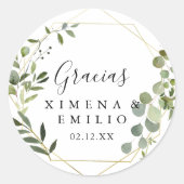 Tropisch groen Spaans Dank u huwelijksgunst Ronde Sticker (Voorkant)